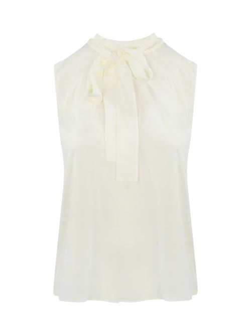 Top con fiocco in crepe de Chine bianco MAX MARA STUDIO | 2426166011600001